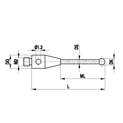 M2 рубиновый шарик Ø5 мм, керамический стержень, L 22.5 мм, ML 16.5 мм, для систем ZEISS A-5555-0279